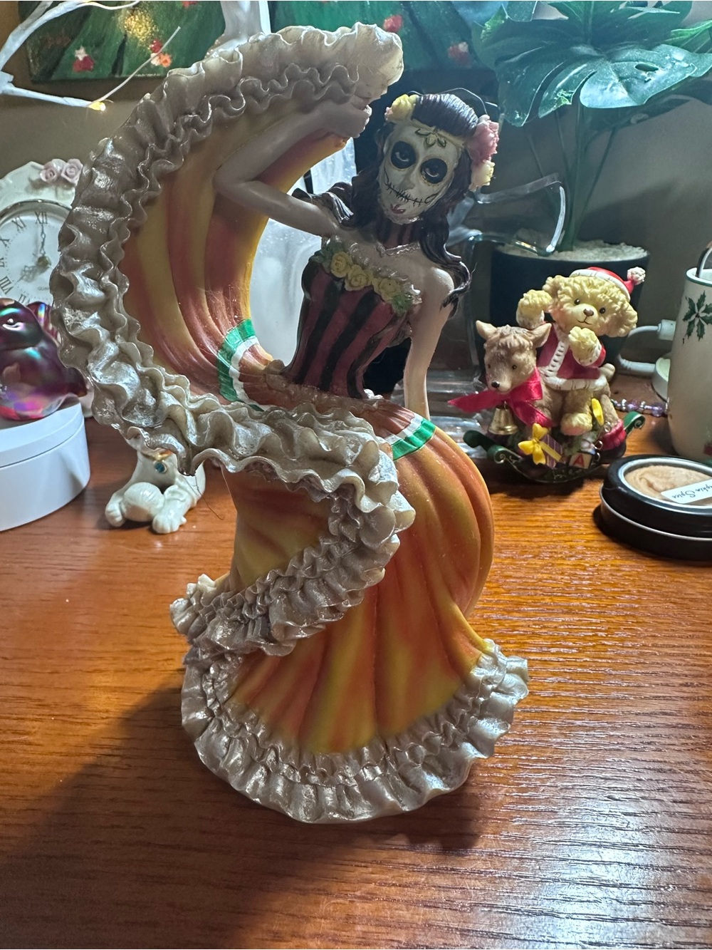 Ebros Dia de Los Muertos Day of the Dead Traditional Orange
Gown Dancer